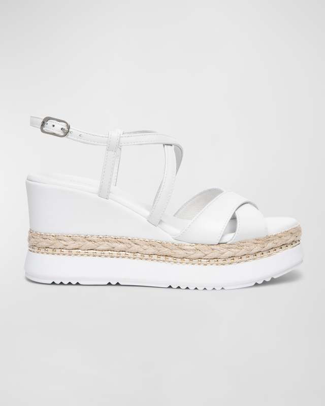 Crisscross Braided Rope Wedge Sandals